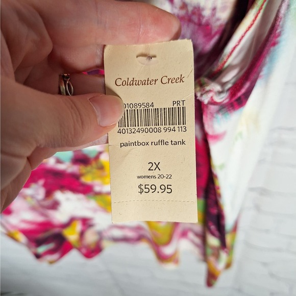 NWT $60 Coldwater Creek "Paintbox Ruffle Tank" Plus Size 2X (20-22) - summer top - Picture 6 of 6